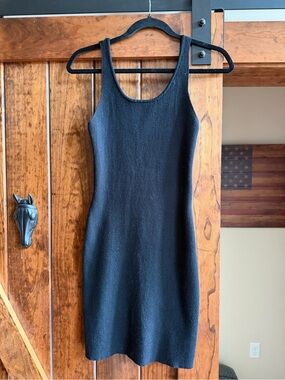 Classic Black Knit Mini Dress - Sleeveless Scoop Neck